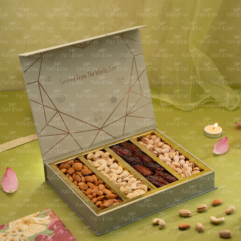 Palm Tree Diwali Celebration Gift Box | Premium Mabroom Dates & Dry Fruits Festive Hamper