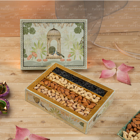 Palm Tree Diwali Celebration Gift Box | Premium Cashew, Almond, Pista & Raisins Hamper