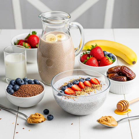 Nutritious Delights: Flax Seed-Powered Chia Pudding & Energy-Boosting Smoothie