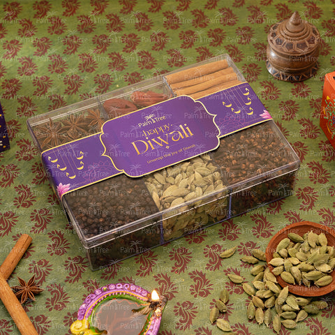 Palm Tree Diwali Celebration Gift Box | Premium Indian Spices Hamper – Cardamom, Pepper, Clove & More