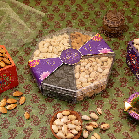 Palm Tree Diwali Celebration Gift Box | Premium Almond, Cashew, Pista & Black Kismis Hamper