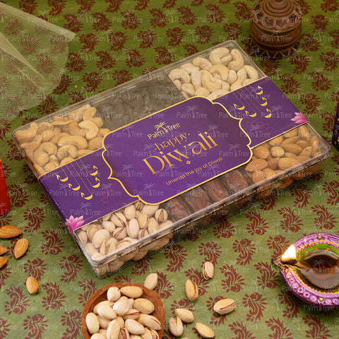 Palm Tree Diwali Celebration Gift Box | Premium Mabroom Dates & Dry Fruits Festive Hamper