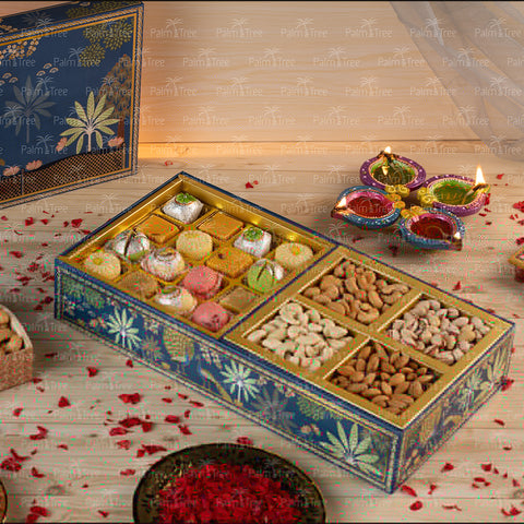 Palm Tree Diwali Celebration Gift Box | Premium Sweets & Nuts Festive Hamper