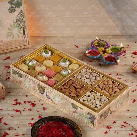Palm Tree Diwali Celebration Gift Box | Premium Sweets & Nuts Festive Hamper