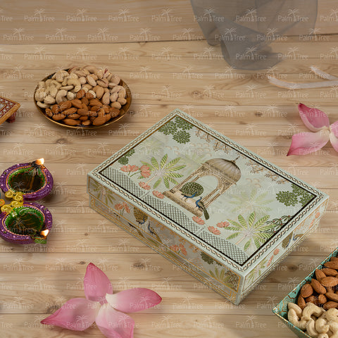 Palm Tree Diwali Celebration Gift Box | Premium Cashew, Almond, Pista & Raisins Hamper