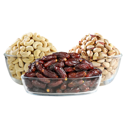 PALM TREE DATES AND NUTS COMBO - DATES, CASHEWS AND PISTACHIOS