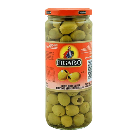 FIGARO PITTED GREEN OLIVES 450 G