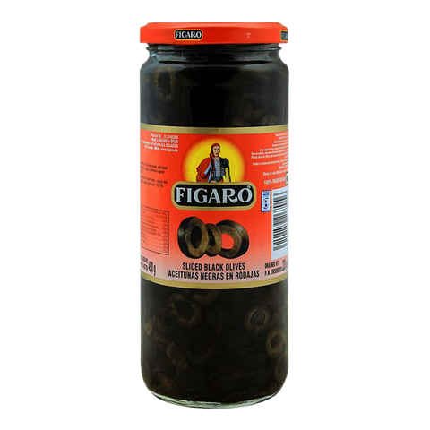 FIGARO SLICED BLACK OLIVES 450 G