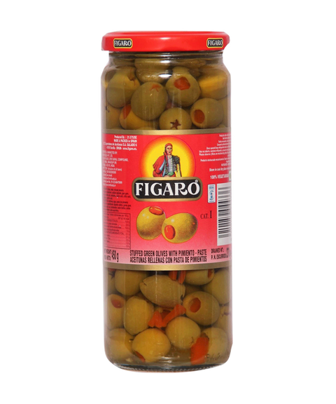 FIGARO GREEN OLIVES WITH STUFFED PIMENTO 450 G